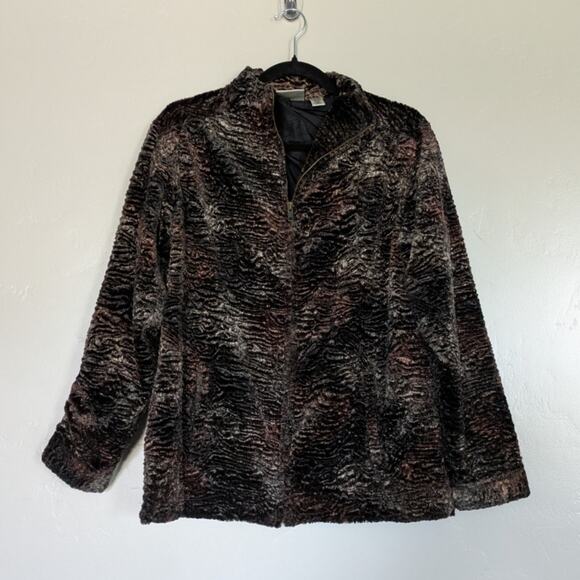 Chico's Jackets & Blazers - Chicos Vintage Jacket Size 1 (medium) Silk Lined Full Zip‎ Soft Fuzzy Soft 90s